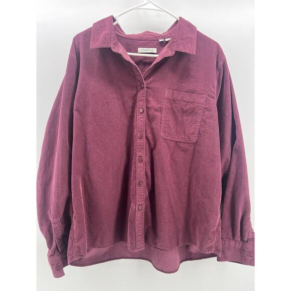 Orvis Mens Shirt Extra Large Burgundy XL Button Corduroy Top Hunting Gorp - Picture 1 of 12